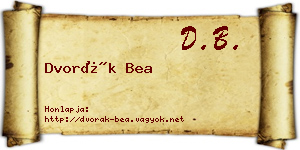 Dvorák Bea névjegykártya